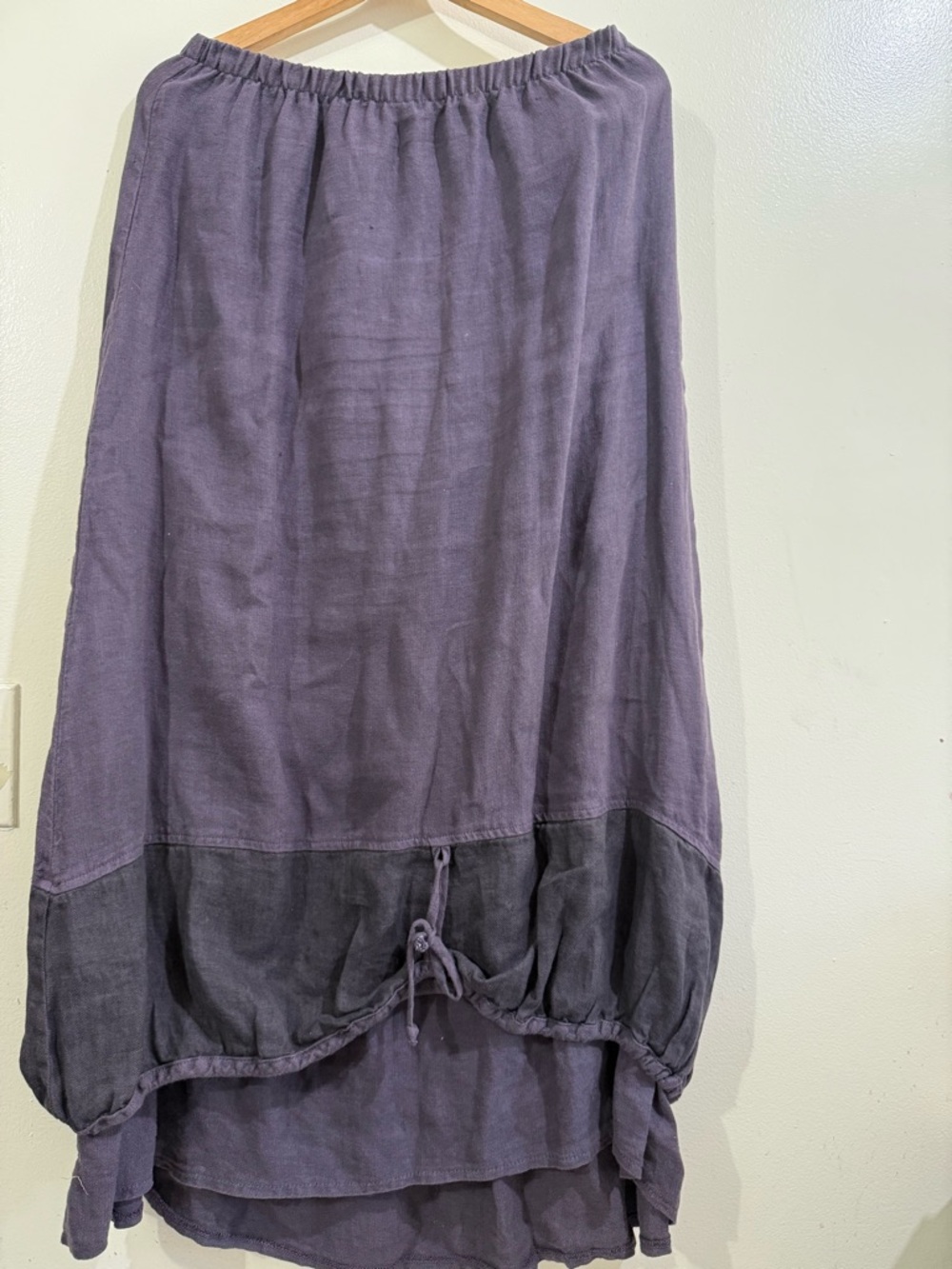 Bodil Lavender High-Low Drawstring Linen-Blend Skirt